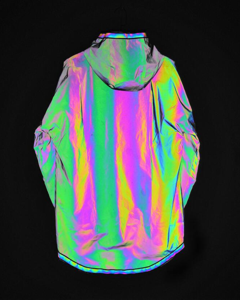 Vibrant Reflective Techwear Jacket -  urban style - Reflective Techwear Jacket in Black for Urban Fashion - View 8