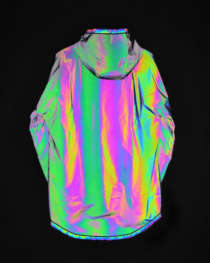 Vibrant Reflective Techwear Jacket -  urban style - Reflective Techwear Jacket in Black for Urban Fashion - View 8