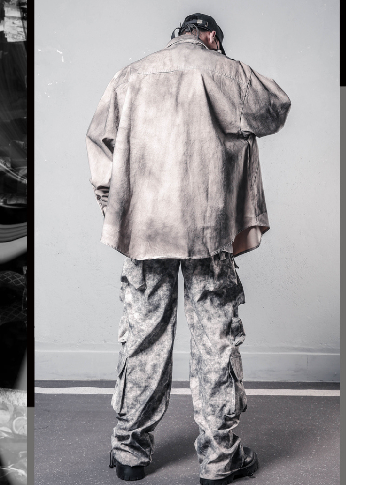 Vibrant Tie-Dye Cargo Shirt -  outdoor wear - Wasteland Style Tie-Dye Cargo Shirt for Bold Fashion - View 5