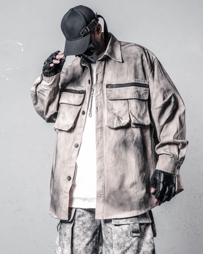 Vibrant Tie-Dye Cargo Shirt - tie-dye - Wasteland Style Tie-Dye Cargo Shirt for Bold Fashion - Main view