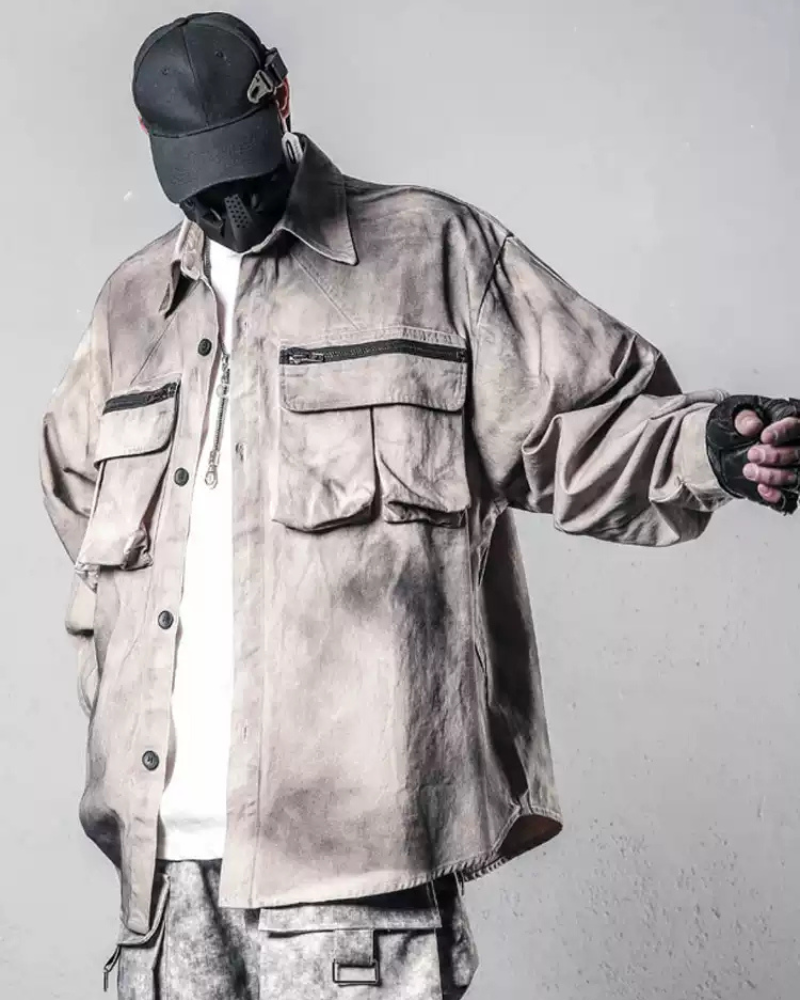 Vibrant Tie-Dye Cargo Shirt - wasteland style shirt - Wasteland Style Tie-Dye Cargo Shirt for Bold Fashion - View 2