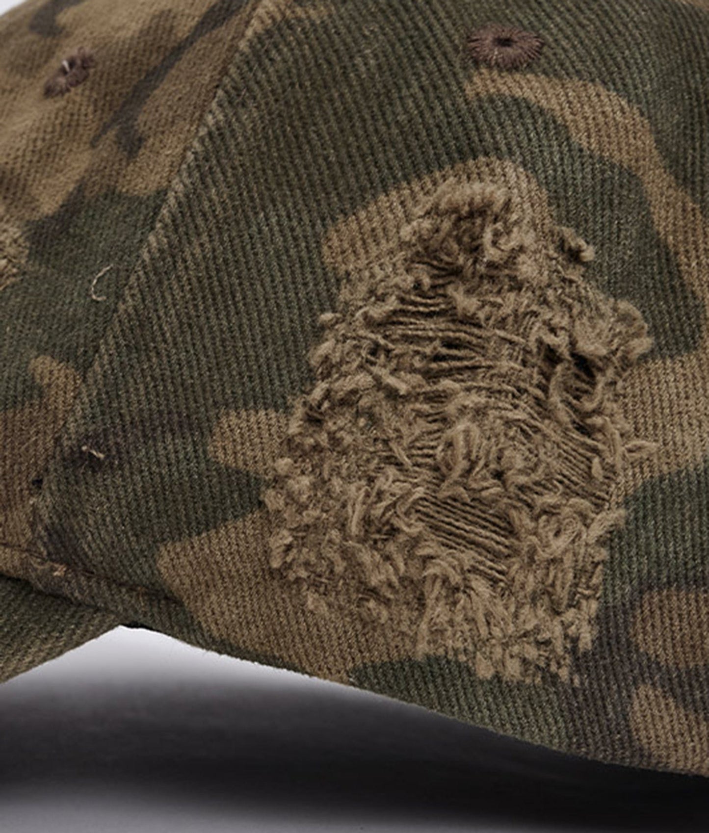 Vintage Camo Distressed Logo Cap -  distressed cap - Vintage Camo Distressed Logo Cap with Adjustable Fit - View 11