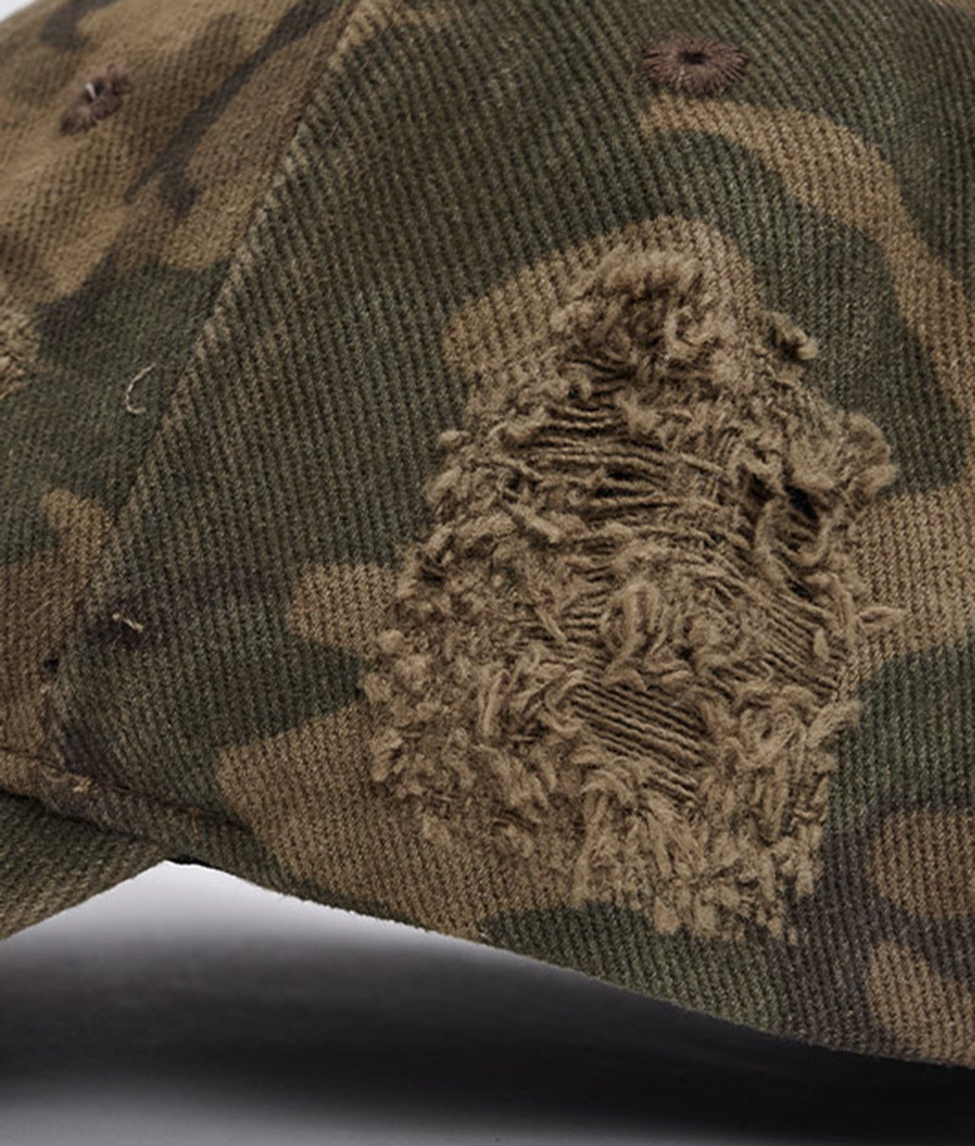 Vintage Camo Distressed Logo Cap -  distressed cap - Vintage Camo Distressed Logo Cap with Adjustable Fit - View 11