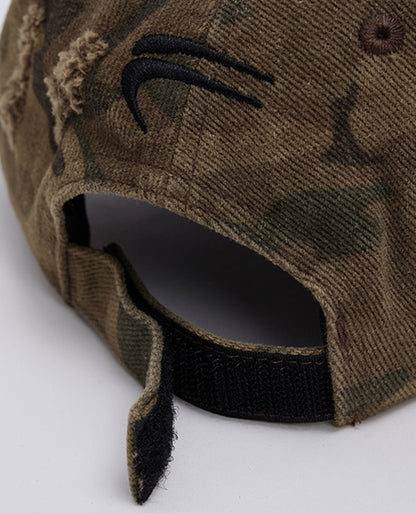 Vintage Camo Distressed Logo Cap - camouflage pattern cap - Vintage Camo Distressed Logo Cap with Adjustable Fit - View 13