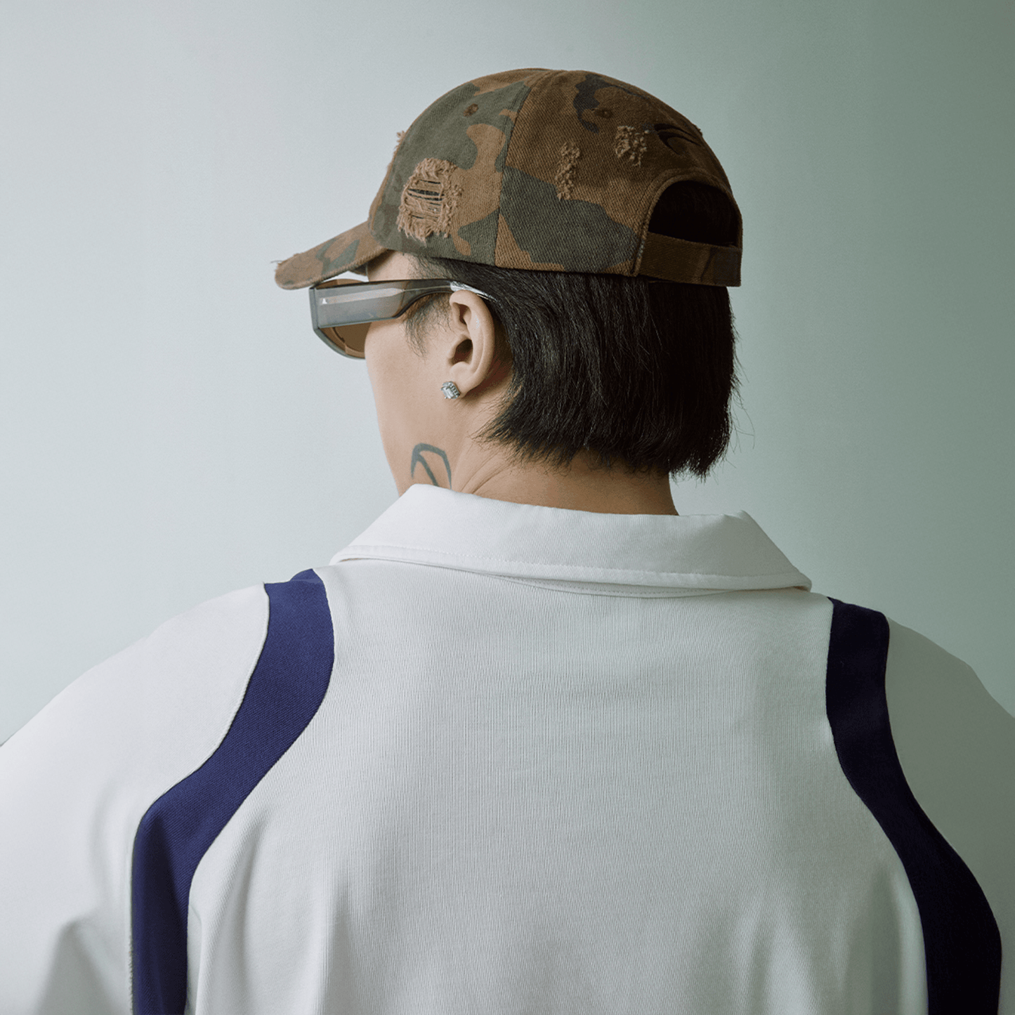Vintage Camo Distressed Logo Cap - vintage cap - Vintage Camo Distressed Logo Cap with Adjustable Fit - View 2
