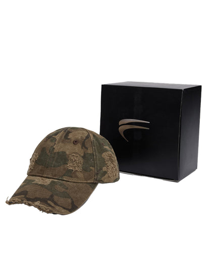 Vintage Camo Distressed Logo Cap -  camo hat - Vintage Camo Distressed Logo Cap with Adjustable Fit - View 10