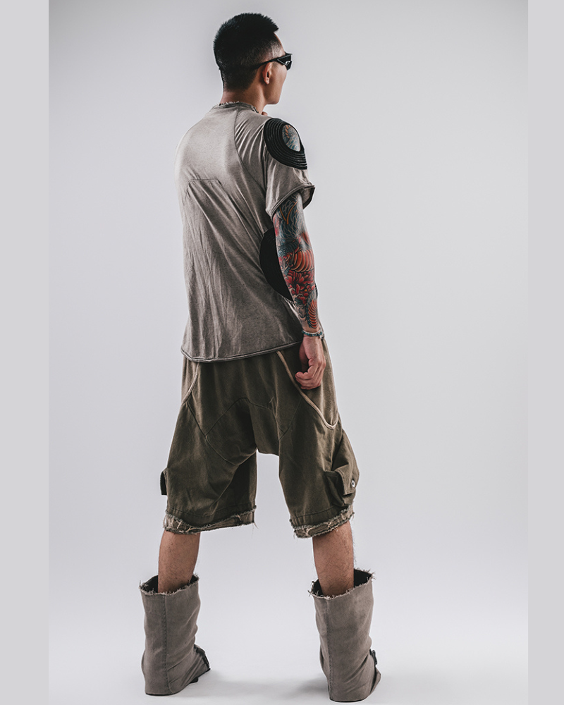 Vintage Distressed Cotton Tee -  weathered finish tee - Vintage Distressed Cotton Tee for Effortless Style - View 9