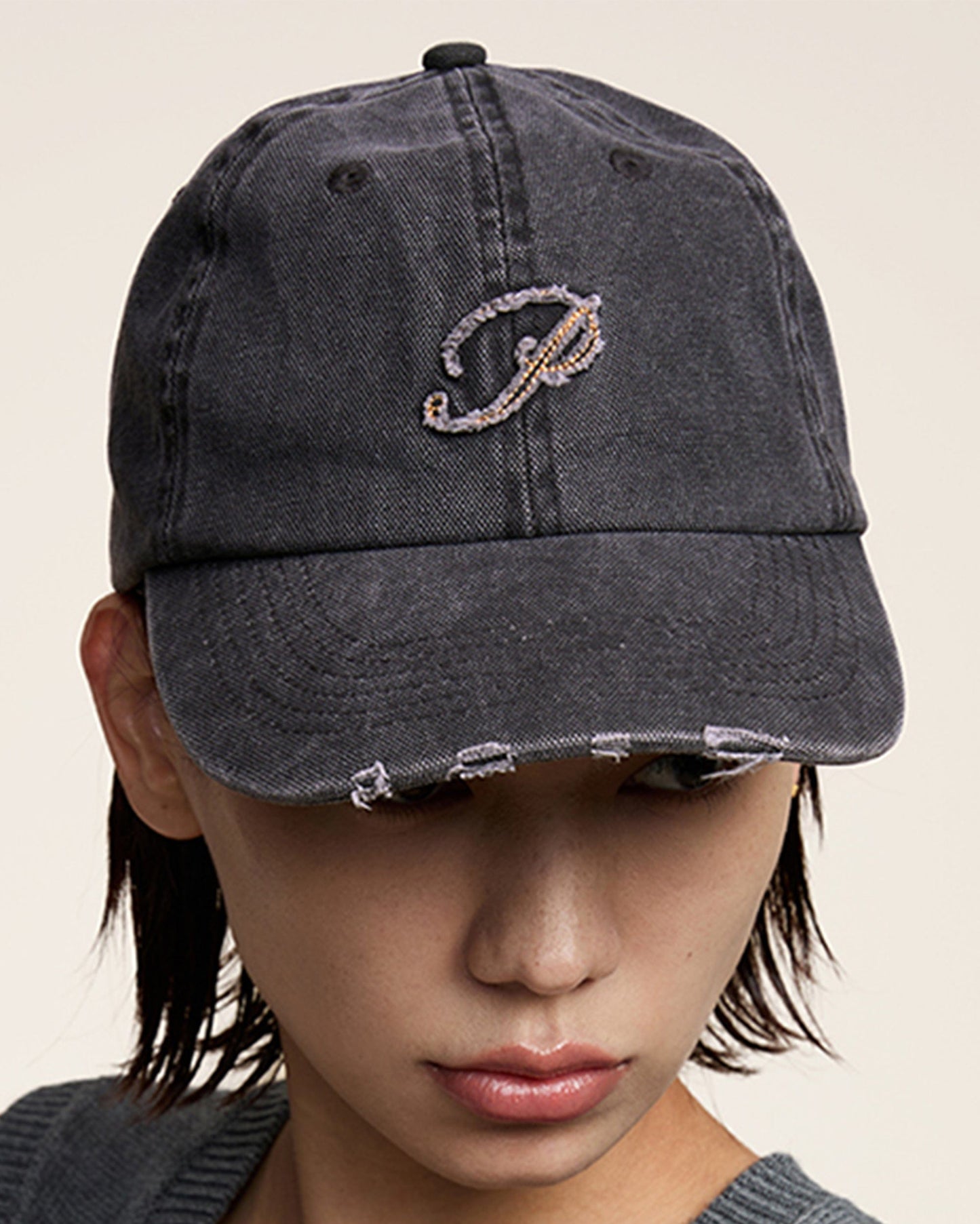 Vintage Logo Embroidered Cap -  embroidered cap - Distressed Vintage Logo Embroidered Cap - View 13