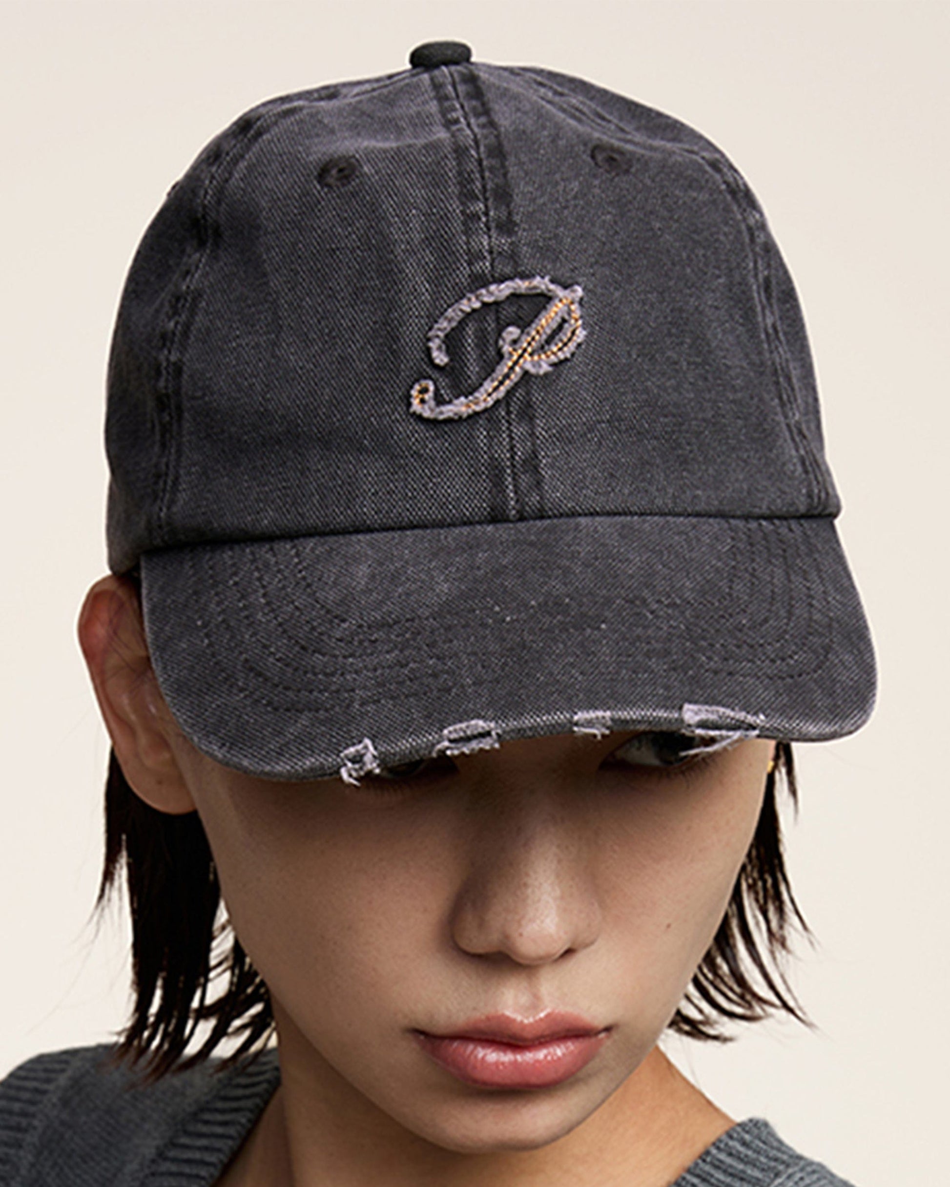 Vintage Logo Embroidered Cap -  embroidered cap - Distressed Vintage Logo Embroidered Cap - View 13