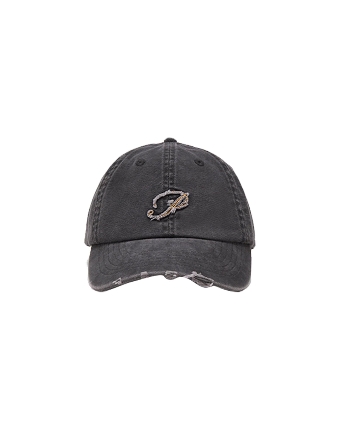 Vintage Logo Embroidered Cap -  raw edge design cap - Distressed Vintage Logo Embroidered Cap - View 21
