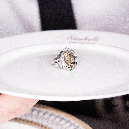 Vintage Scissors Engraved Ring - unique style ring - Vintage Scissors Engraved Ring with Unique Texture - View 2