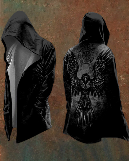Vintage Viking Totem Hooded Jacket -  techwear jacket - Vintage Viking Totem Hooded Jacket for Stylish Adventures - View 7