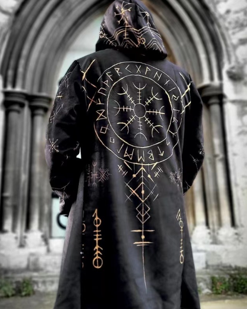 Vintage Viking Totem Hooded Jacket - viking jacket - Vintage Viking Totem Hooded Jacket for Stylish Adventures - View 9