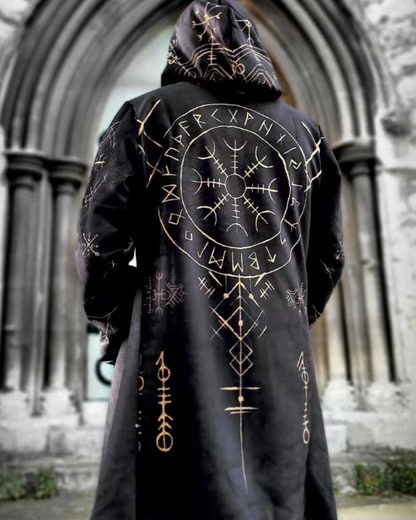 Vintage Viking Totem Hooded Jacket - viking jacket - Vintage Viking Totem Hooded Jacket for Stylish Adventures - View 9