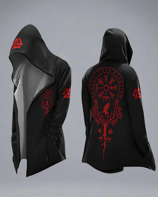 Vintage Viking Totem Hooded Jacket - viking art design - Vintage Viking Totem Hooded Jacket for Stylish Adventures - Main view