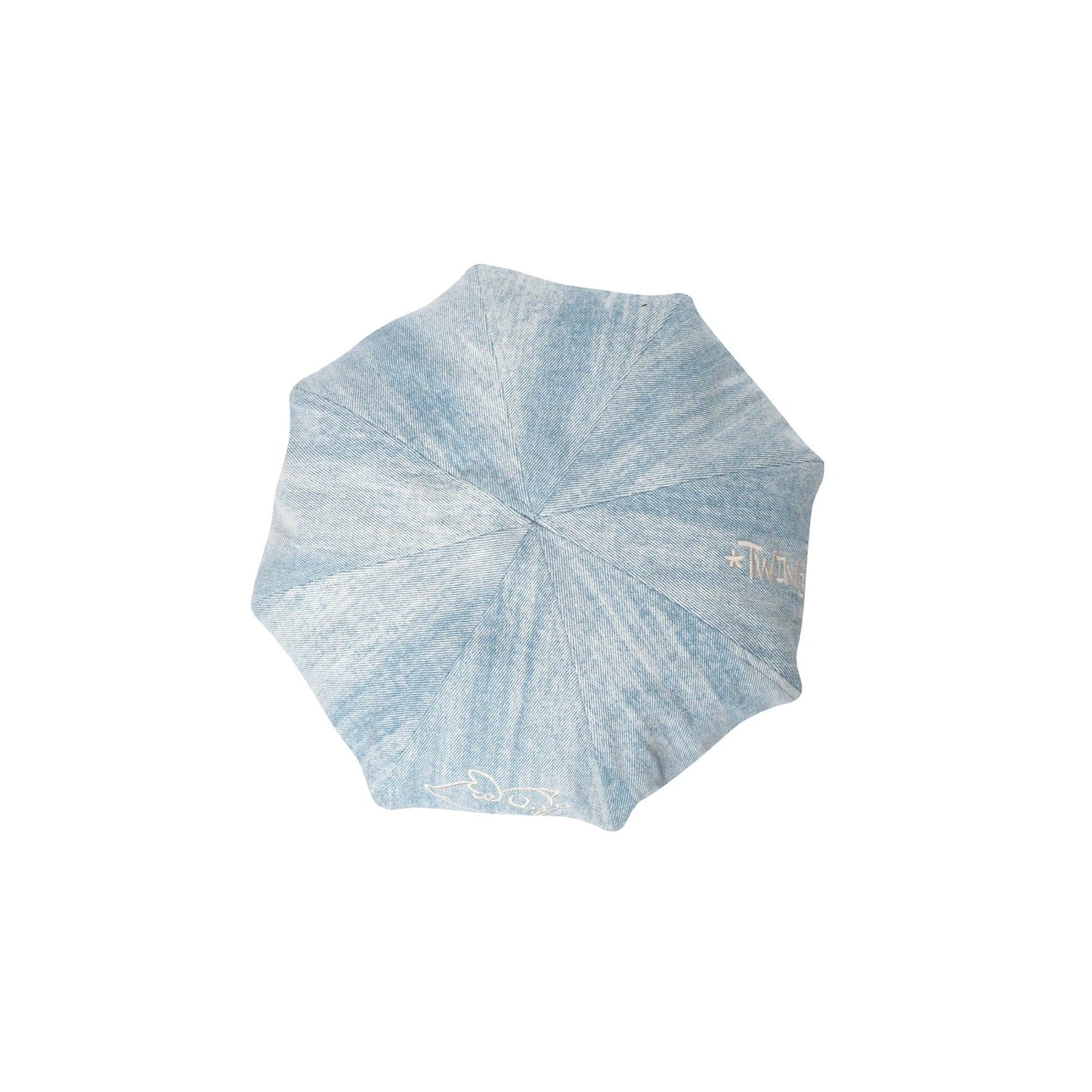 Washed Denim Embroidered Newsboy Cap - New Arrivals - Washed Denim Newsboy Cap with Playful Piglet Design - View 2