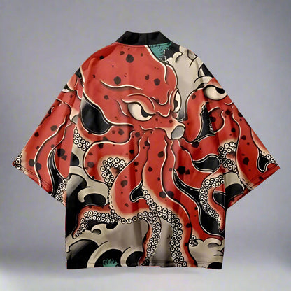 Whimsical Octopus Wrap Kimono - octopus print kimono - Whimsical Octopus Kimono Wrap for Comfort and Style - View 2