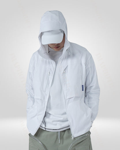 White Sun Protective Jacket - Lightweight UV Protection Gear for All -  adjustable jacket - Lightweight White Sun Protective Jacket for Outdoor Comfort - View 3