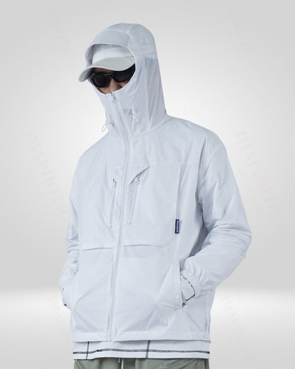White Sun Protective Jacket - Lightweight UV Protection Gear for All - outdoor sun protection - Lightweight White Sun Protective Jacket for Outdoor Comfort - Main view