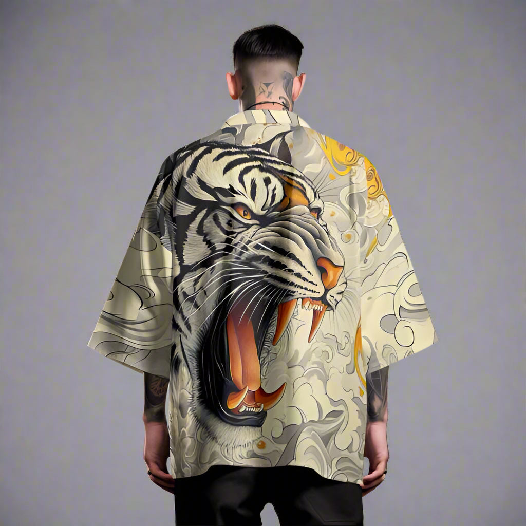 Wild Elegance Kimono Jacket - versatile jacket - Tiger Print Kimono Jacket for Effortless Urban Style - View 2