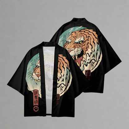 Wild Jungle Print Kimono -  floral design kimono - Stylish Tiger Print Kimono for Every Occasion - View 3