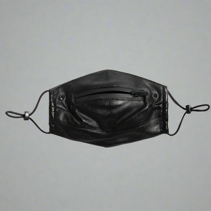 Zippered Leather Punk Mask - leather mask - Adjustable Zip Leather Punk Mask for Streetwear Style - Main view