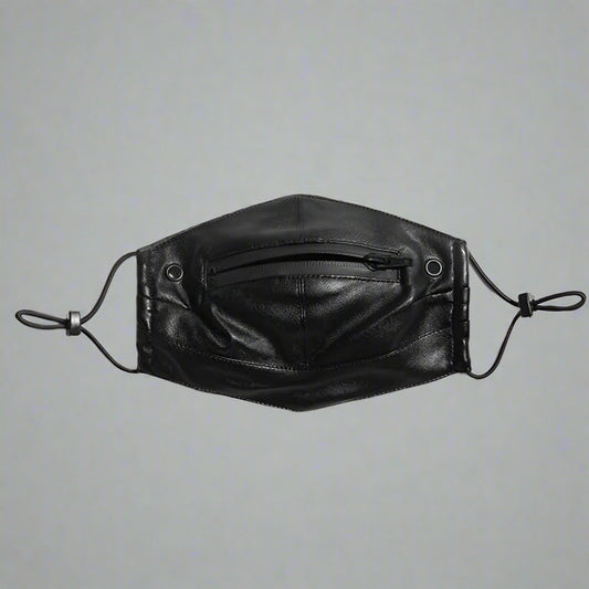 Zippered Leather Punk Mask - leather mask - Adjustable Zip Leather Punk Mask for Streetwear Style - Main view